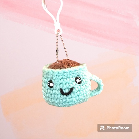Coffee keychain/bagcharm handmade crochet plushie!! - Picture 2 of 5
